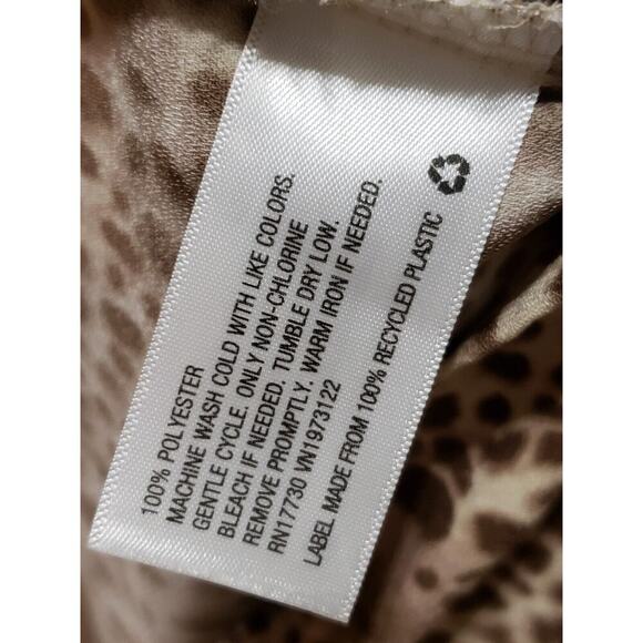 A New Day Women Brown Leopard Print Peplum Hem Casual V Neck Shift Dress Size XS - Picture 10 of 12